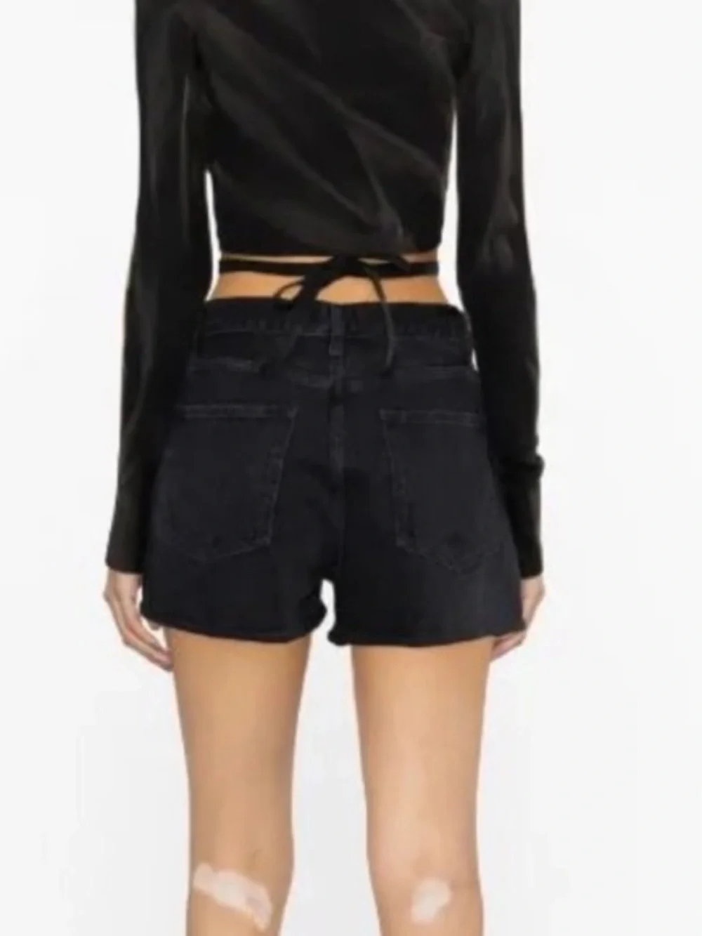 Agolde Dee High Rise Denim Jean Shorts Size 28 Black Slow Burn Organic Cotton